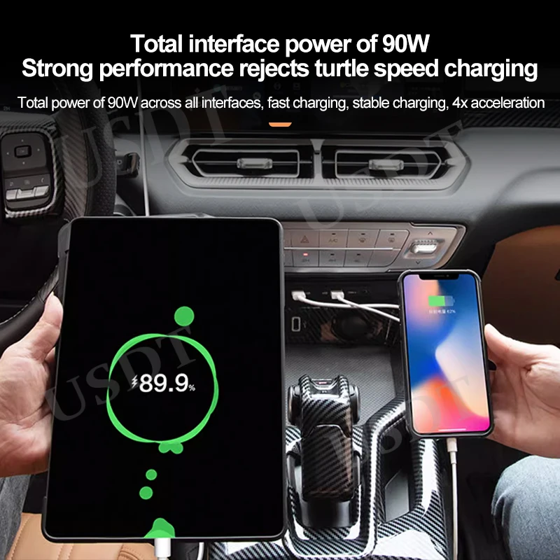 

For GMW Haval H5 2nd Gen 2023 2024 2025 Car Styling Center Console USB Type-C Splitter Adapter Fast Charger CD Slot Installation