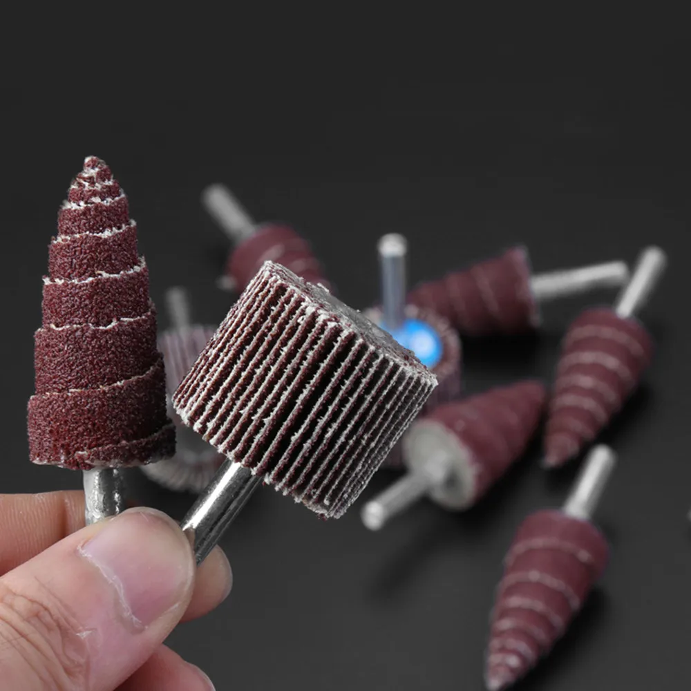 1/3/5Pc Sanding Wheel Grinding Head 6mm Shank Diameter Conical/Cylindrical Abrasive Tools Sandpaper Rust Removal for Rotary Tool