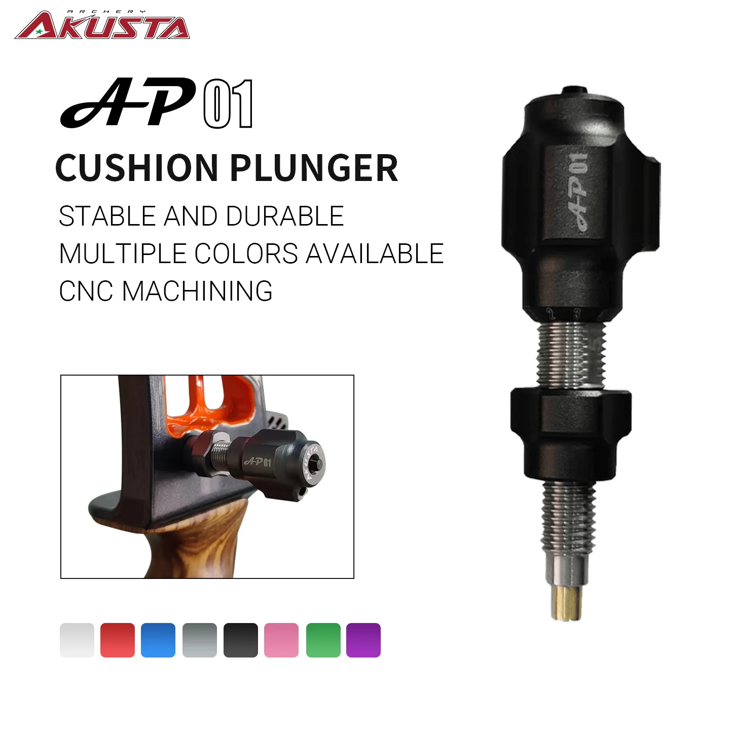 

Akusta Archery AP-01 Recurve Bow Cushion Plunger Screw-In Arrow Rest Pressure Button with Replaceable Reflexive Side Pad