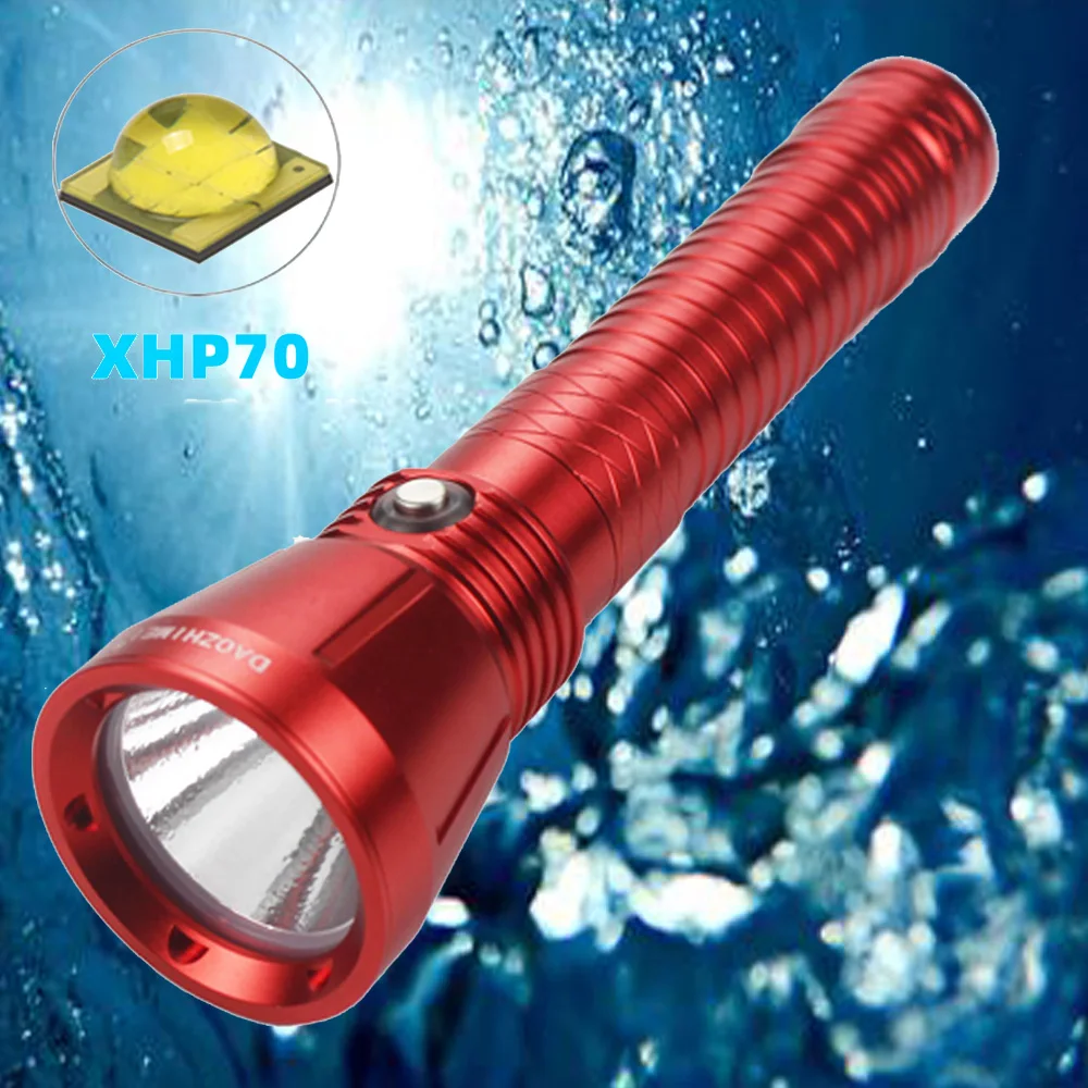 

High Power LED Diving lamp IPX8 Waterproof XHP70 4 Modes Diving Flashlight 150m Underwater 26650 Super bright searchligh