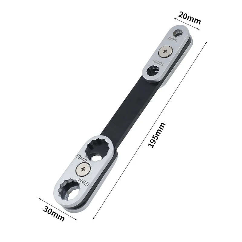 المهنية 360 °   مفتاح ربط الدوران: 8، 10، 12، 16، 19 مم متري، تصميم 8 في 1 لإصلاح المنزل والسيارات بكفاءة