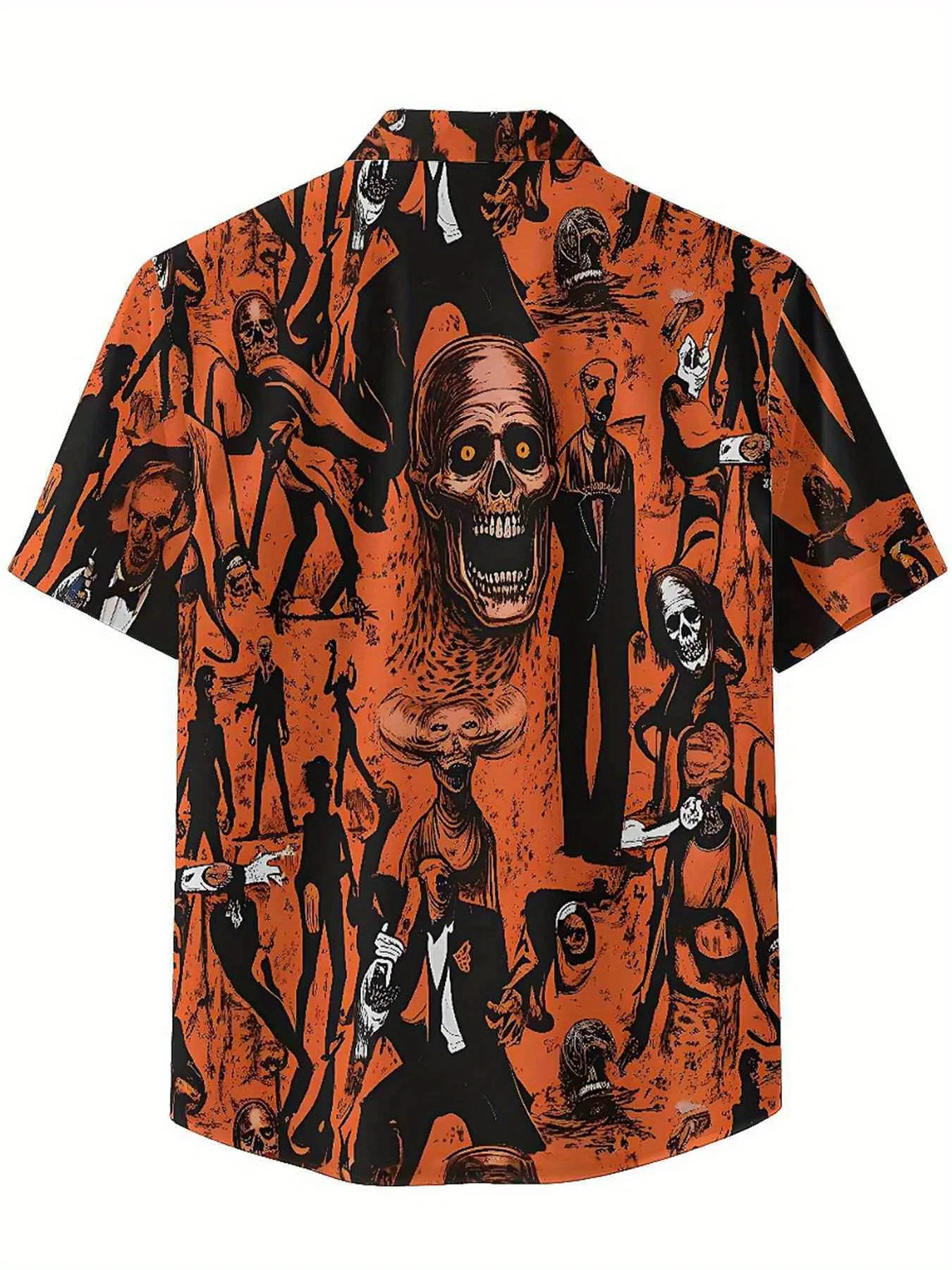 Men's Plus Size Hawaiian Shirts Black Suit and Skull Theme pattern,New in Summer Fashion Tops,Hip Hop Rock Streetwear