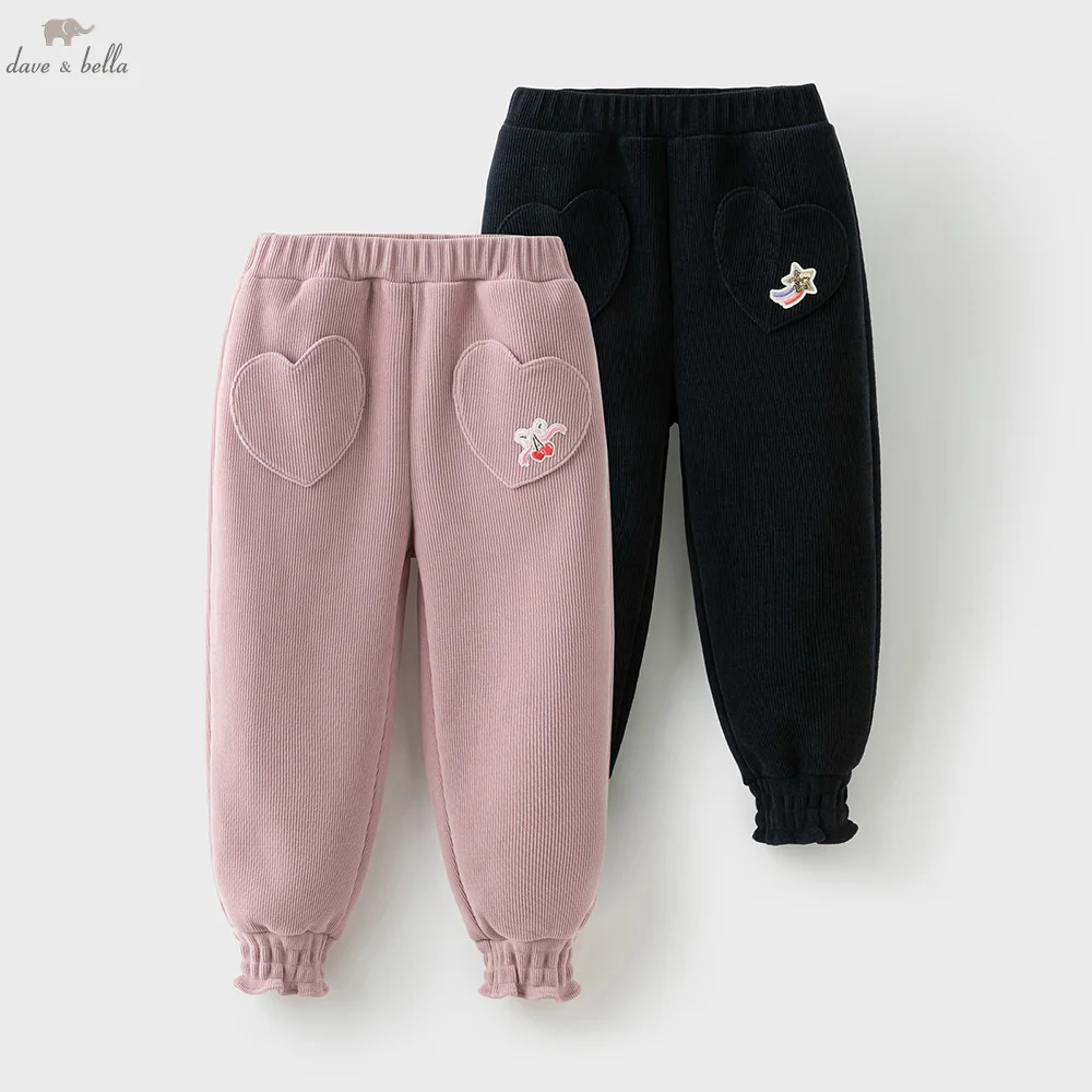 Dave Bella Children Autumn Winter Velvet Thicken Cargo Pants Girl Elastic Waist Casual Sports Jogger Warn Trousers DK4253848