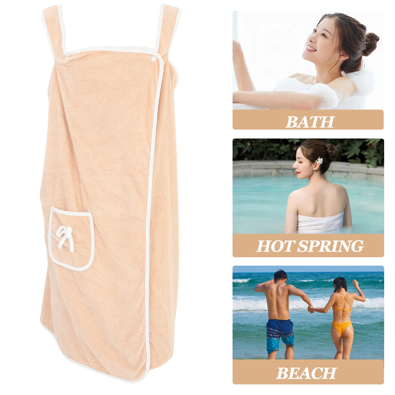 

Wearable Bath Towel Coral Fleece Strapless Soft Absorbent Bathrobe Spa Shower Sauna Towel Wrap for Women Wearable Bathrobe