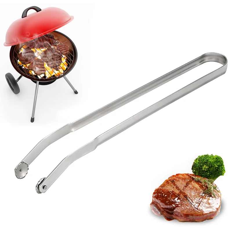 Sausage Turning Tongs BBQ Stainless Steel Bbq Long Handle Grill Tongs Metal Barbecue Hot Dog Flipping Clip Multipurpose Tools