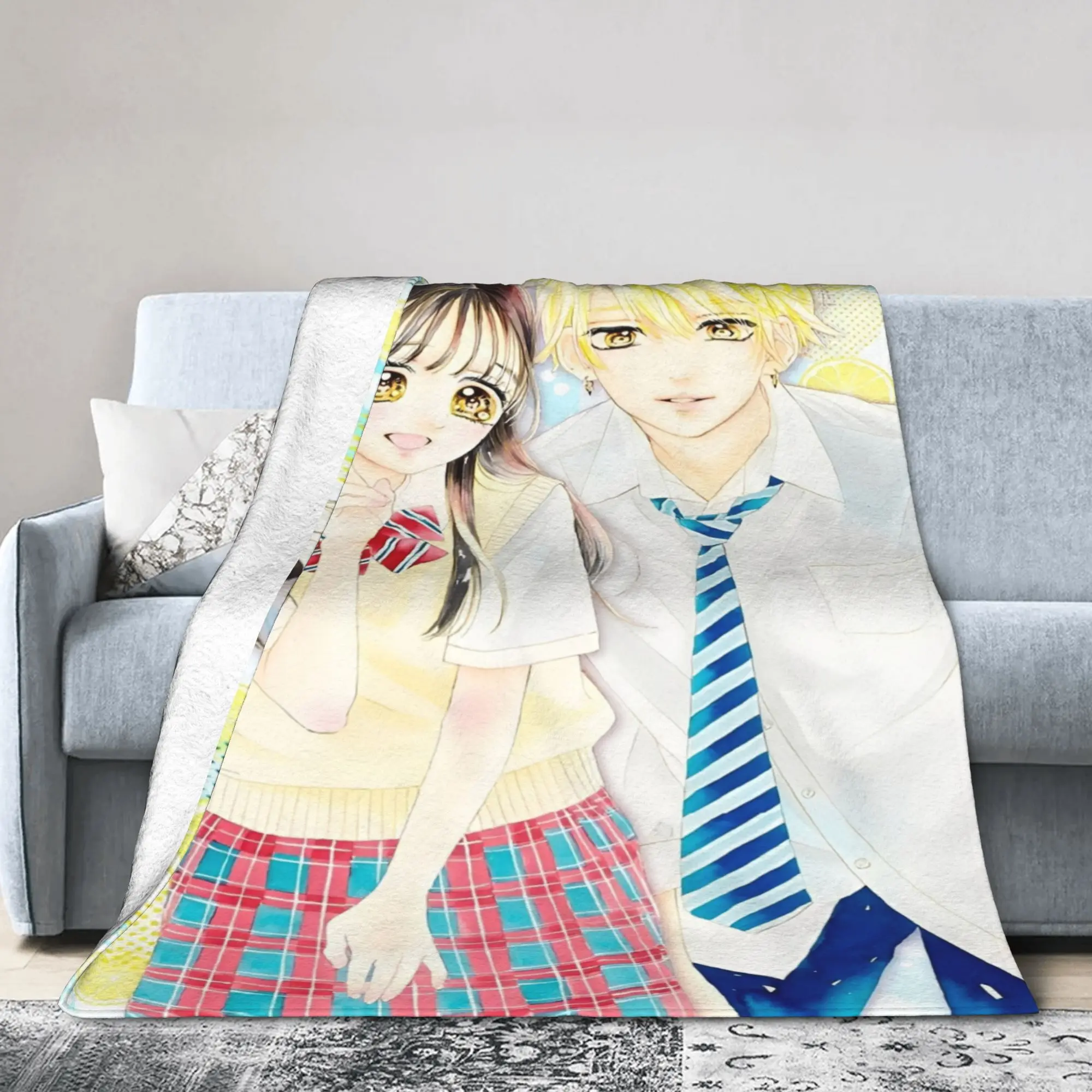 honey lemon soda anime Merch Blanket Soft Fleece  Throw Blankets Comfortable Rug Piece