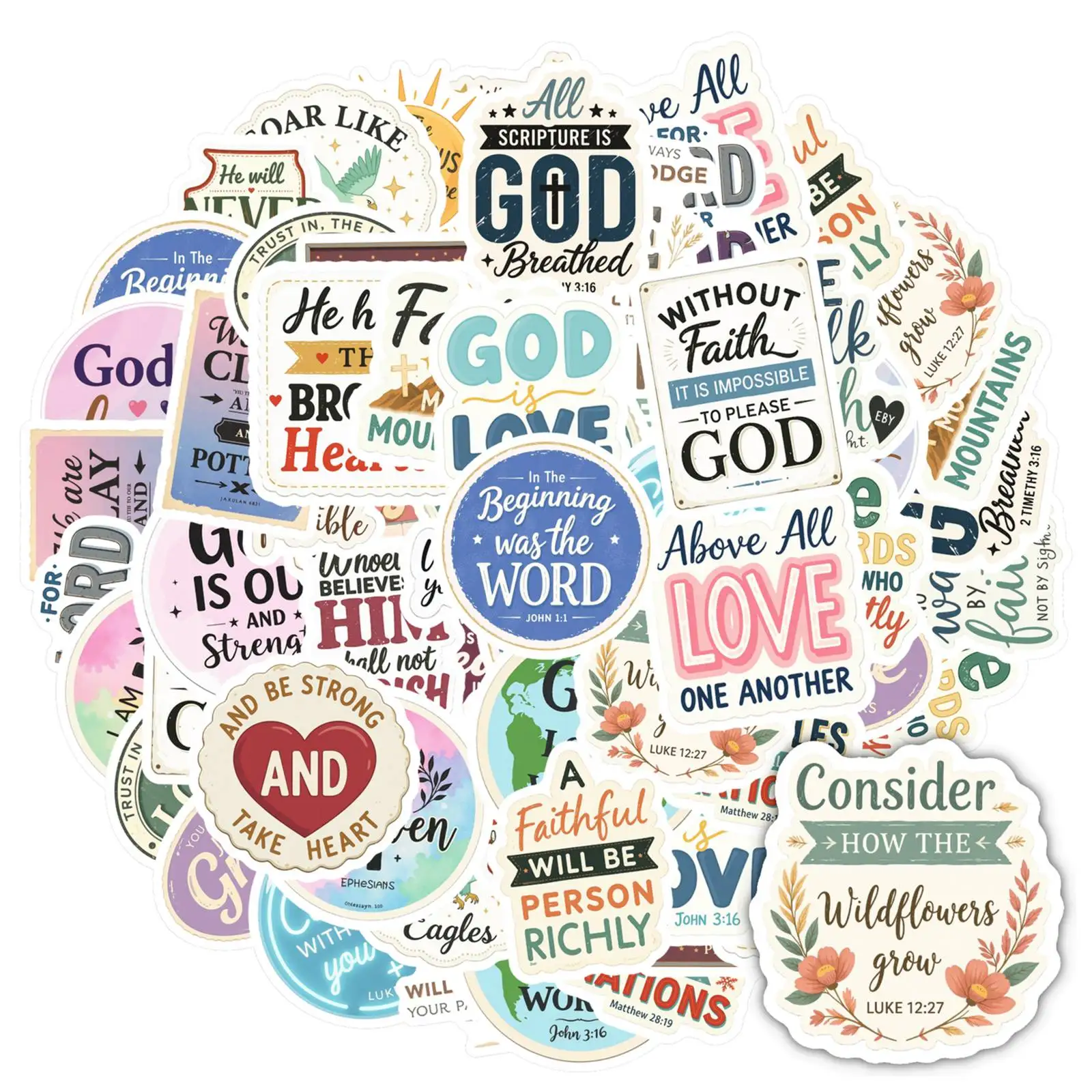 

35pcs Inspirational Spiritual Stickers Typography Faith Christian Stickers Inspirational Decals For Guitar Laptop Helmet Laptop