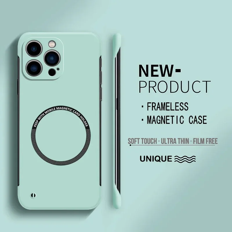 Barely-There Magnetic Case for iPhone 16 Pro Max Plus Slim PC Matte Frameless Cover For MagSafe Wireless Charging