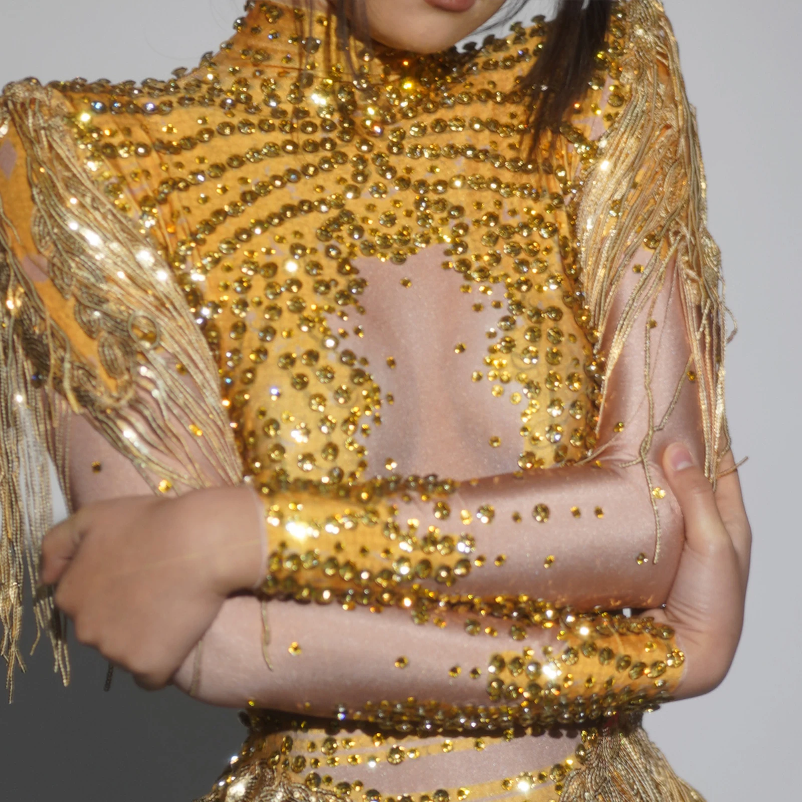 سباركلي الراين الترتر شرابة ارتداءها للنساء مثير أداء جوجو ملابس رقص راقصة المرحلة ارتداء عيد ميلاد الزي #4