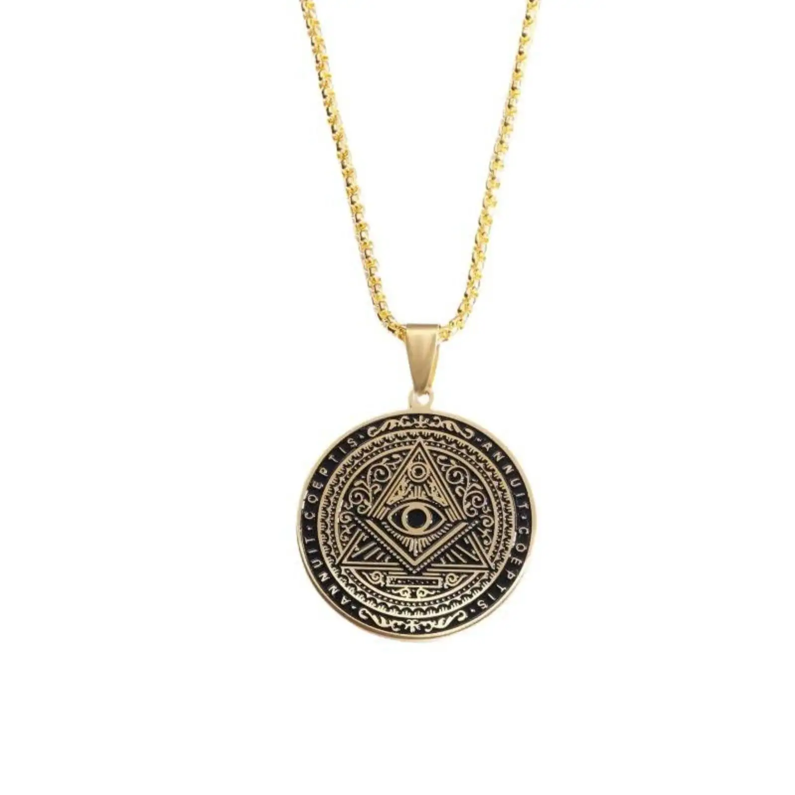 Vintage Allsehende Auge Anhänger Halskette für Frauen Männer Amulett Freimaurer Symbol Edelstahl Schmuck Geschenk – Detail 4