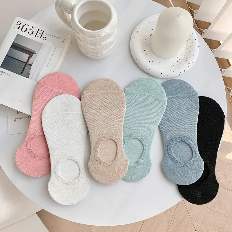 5 Pairs Women Boat Socks Soft & Breathable Lightweight Solid No-Show Sock Simple Comfortable High Quality Ultra-thin Female Sox