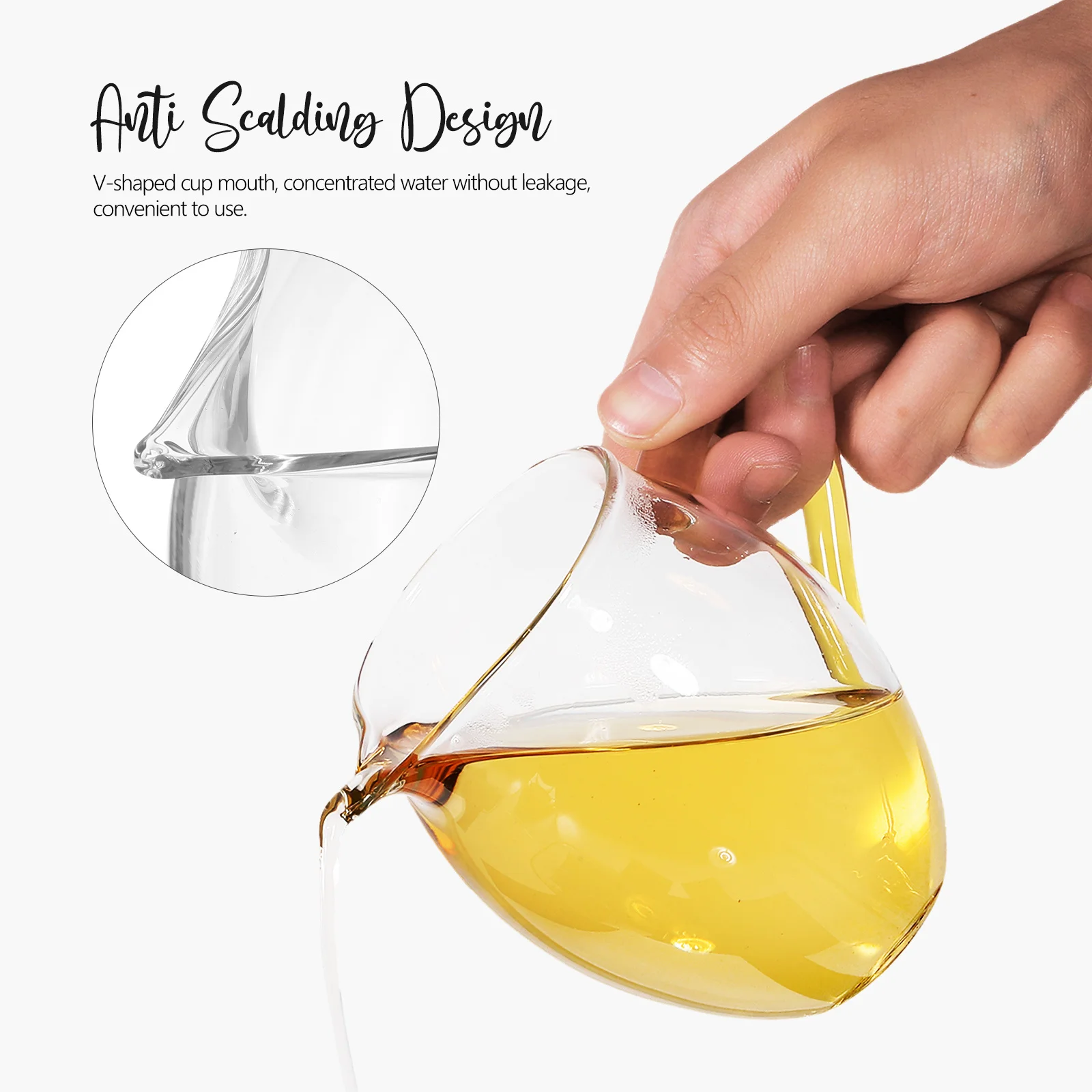 

300Ml Glass Jug Clear Premium Quality Leakproof Pouring Anti-Scald Grip Comfortable Handle Tea Pitcher for Kitchen Bar Coffee