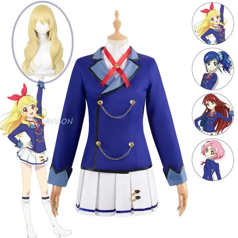 

New 2025 AA Hoshimiya Ichigo Aikatsu Cosplay Costume Anime Halloween Party Clothes Coat Shirt Skirt Bow Set XS-3XL ★★★