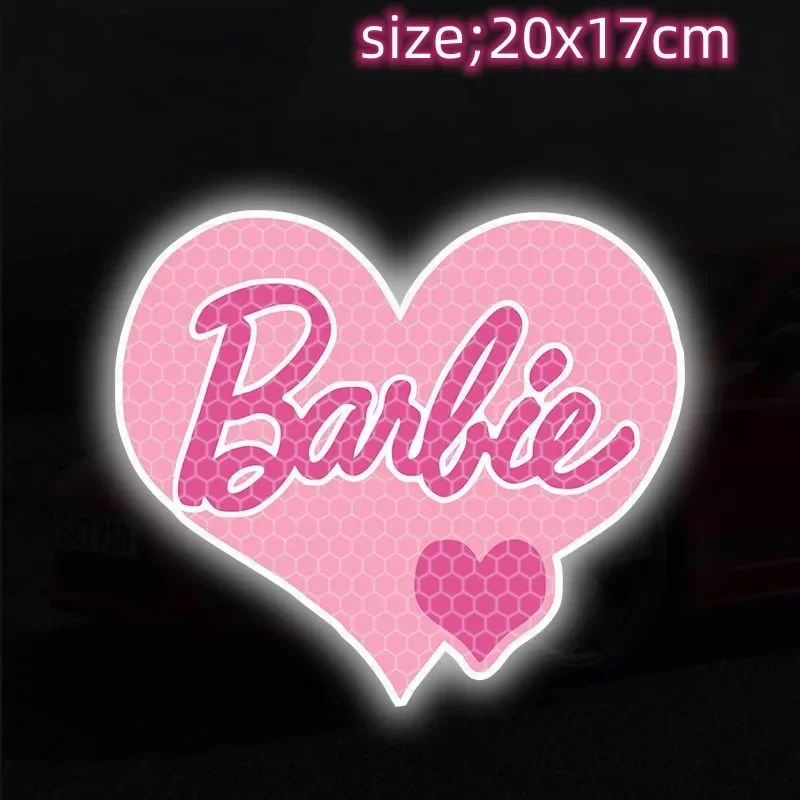 Cartoon Barbie Reflective At Night Stickers Cute Girl Car Water Proof Stickers Kawaii Bow Tie Electric Car Decoration Sticker