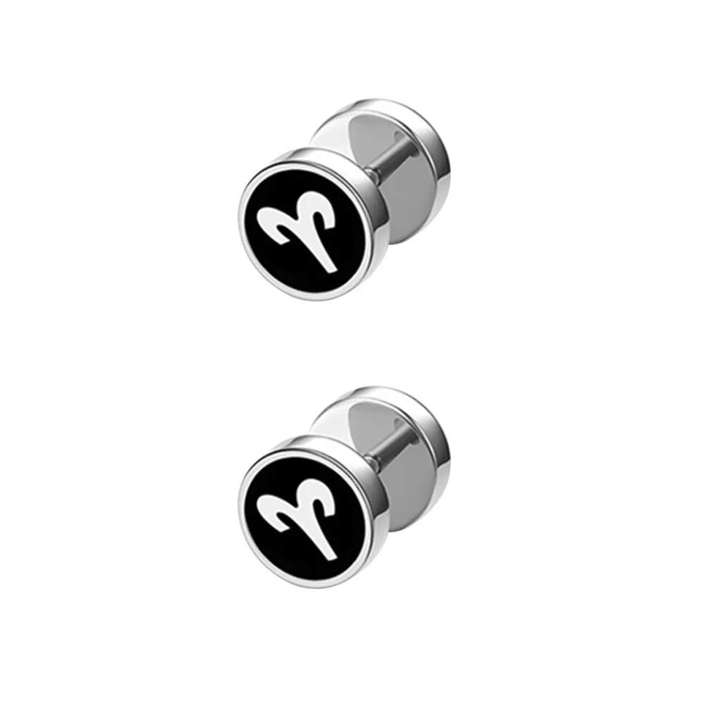 

1Pair Aries Zodiac Stainless Steel Screw Stud Earrings Safety Back Ear Piercing Piercing Lightweight for Daily