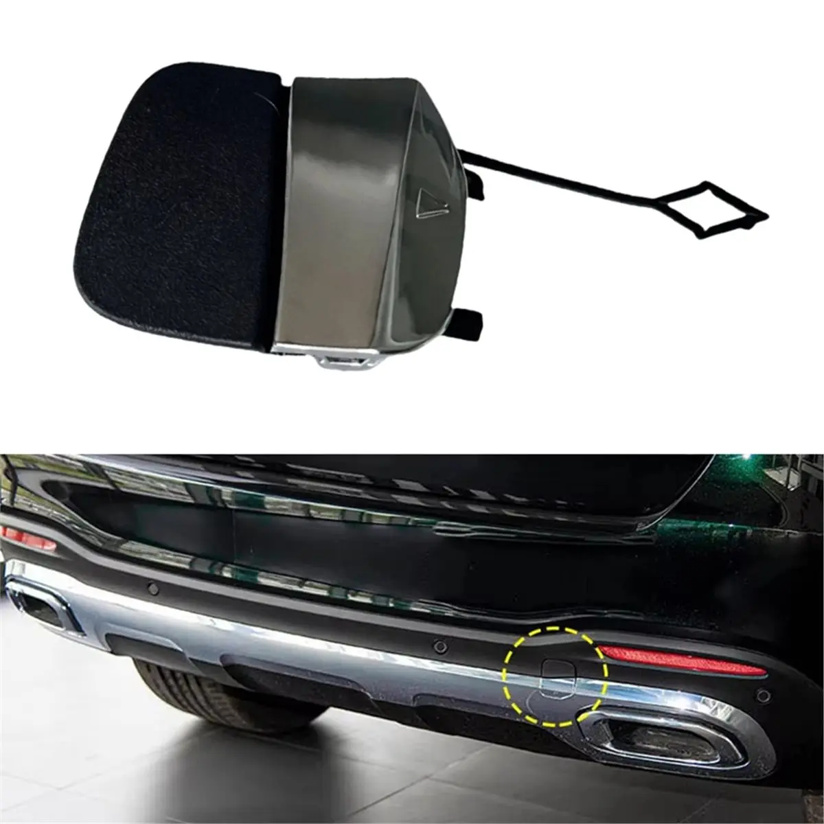 

#34J Automotive Parts & Accessories,Rear Bumper Tow Hook Cover for Mercedes-Benz GLE GLS W167 (ABS)