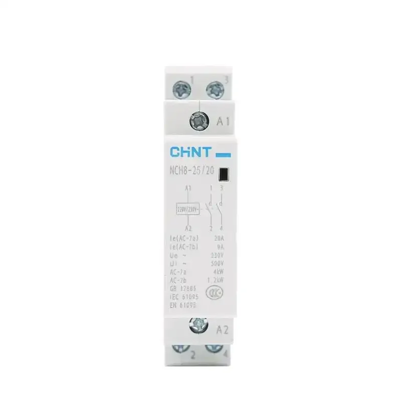 CHINT CHNT NCH8 Single-phase AC Contactor Rail Type Household Small 220V 230V 20A 25A 50HZ 60HZ 2NC 2NO 1NO1NC