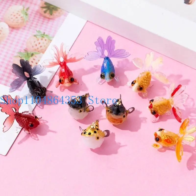 

652F 5 Pieces Colorful Resin Fish Pendants Fish Charm Resin Fish Jewelry Making Part