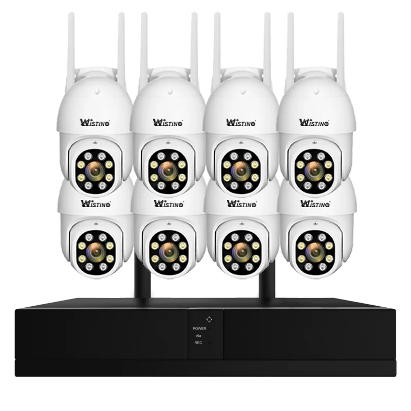 Wistino 8CH CCTV WIFI Kit مجموعة الكاميرا اتجاهين الصوت كشف الحركة 360 درجة الملونة للرؤية الليلية PTZ نظام CCTV اللاسلكية #2