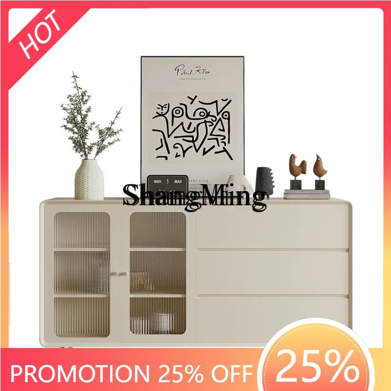 

ZYY Home High Value Retro Entrance Cabinet Cream Tea Storage Cream Light Luxury Dining Side Cabinet White Modern