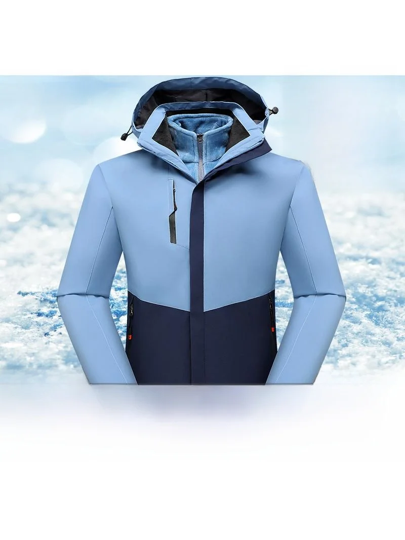 

Men's Fce Lined Thiened Outdoor Travel Windproof Waterproof Tee-in-One Detachable Jaet And Pants Two-Piece Set Polye...