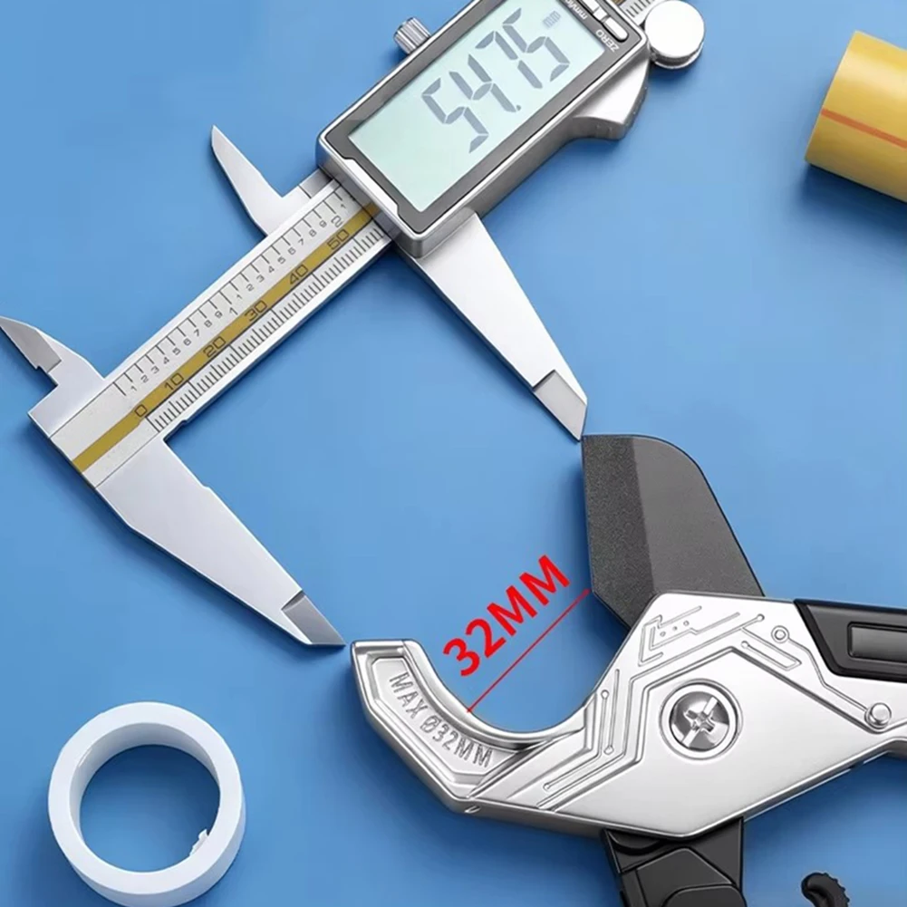Aluminum Alloy Pipe Cutter PPR Pipe Shears One-Hand Operation Fast Cutting for PVC PPR Plastic Hoses Ratcheting PVC Pipe Cutter