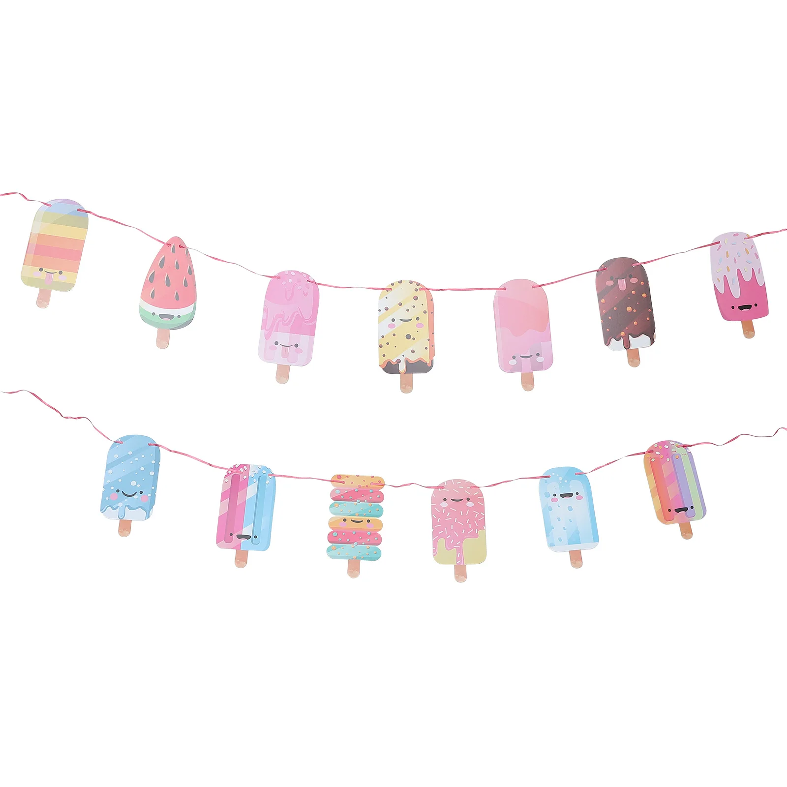

1 set Ice Cream Banner Birthday Party Decorations Summer Baby Happy Photo Props Backdrop Premium Materials Lovely Pattern