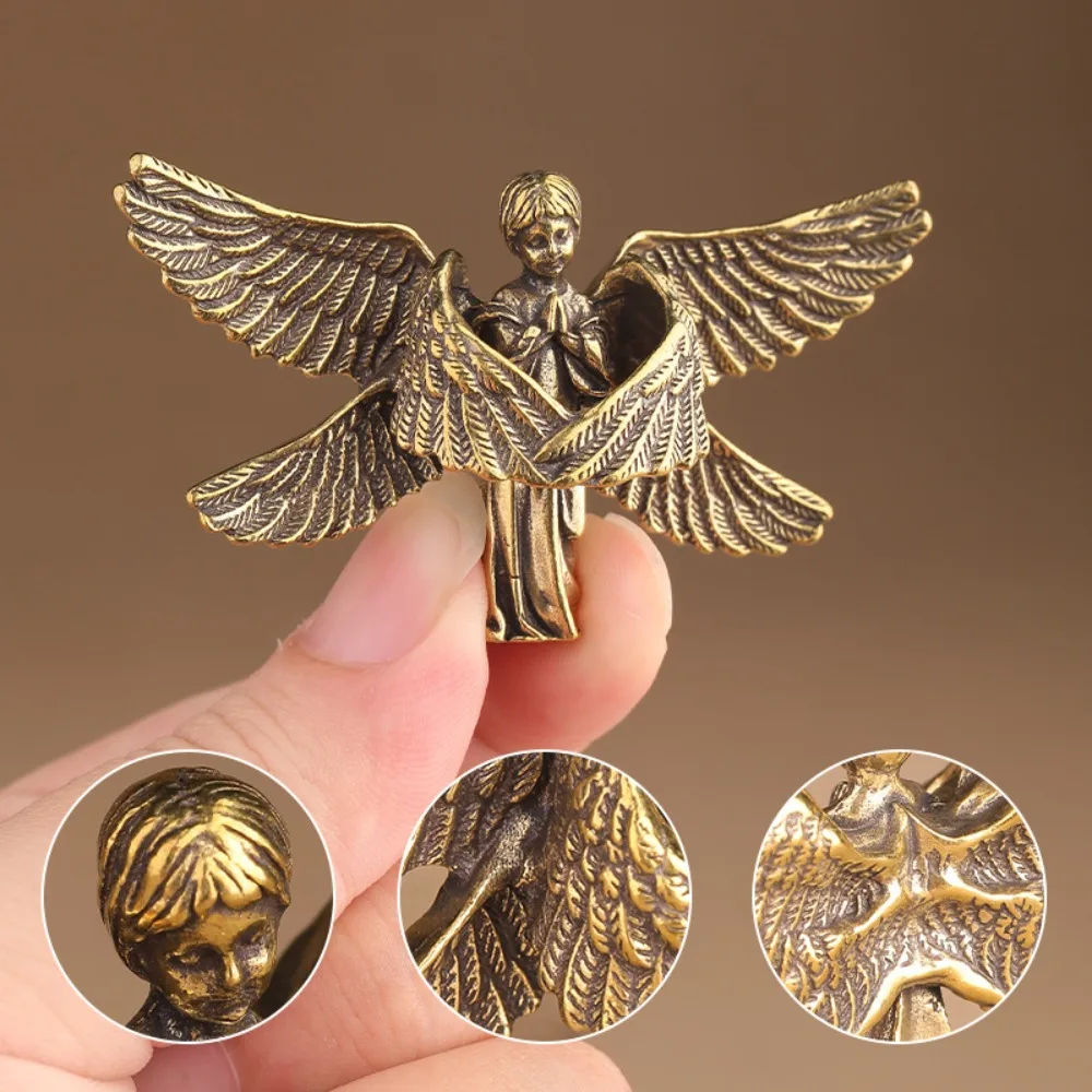 Vintage Brass Angel Statue Mini Cupid Figurine Home Decor Antique Metal Sculpture Desktop Ornament Home Table Decor Craft Gifts