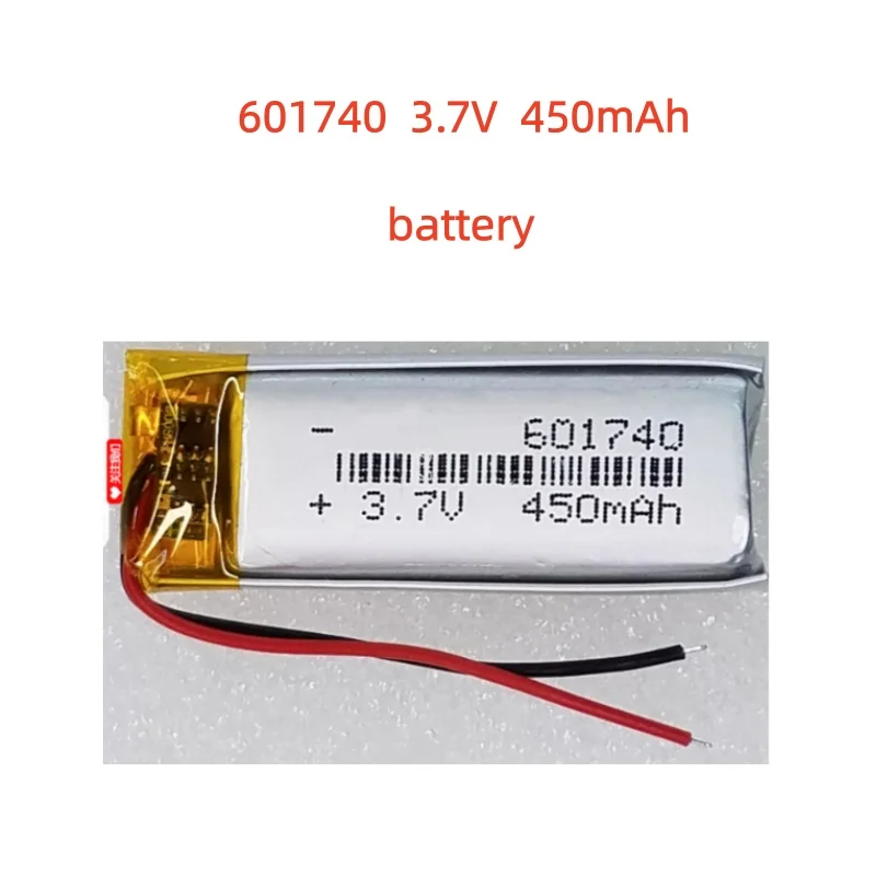 3.7V lithium battery 601740 651740 Suitable for tire pressure monitor Bluetooth speaker Navigator 450mAh