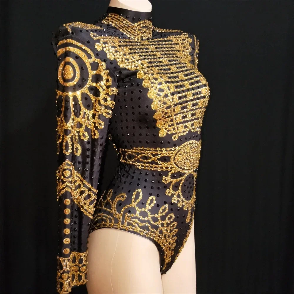 Diamonds Beading Stretchy Bodysuit For Women Fringed Bodysuits Nightclub Bar Party Dancer Clothing Stage Performance Costume