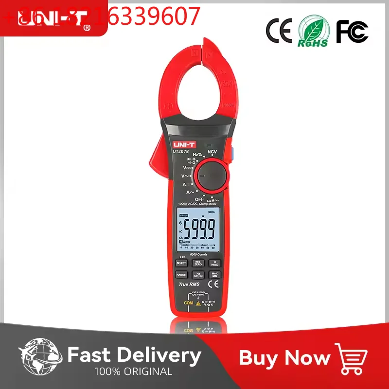 YAO UT205E UT206B UT207B UT208B True RMS Digital Clamp Meter AC DC Current 1000A LPF Backlight Flashlight Multimetro Tester