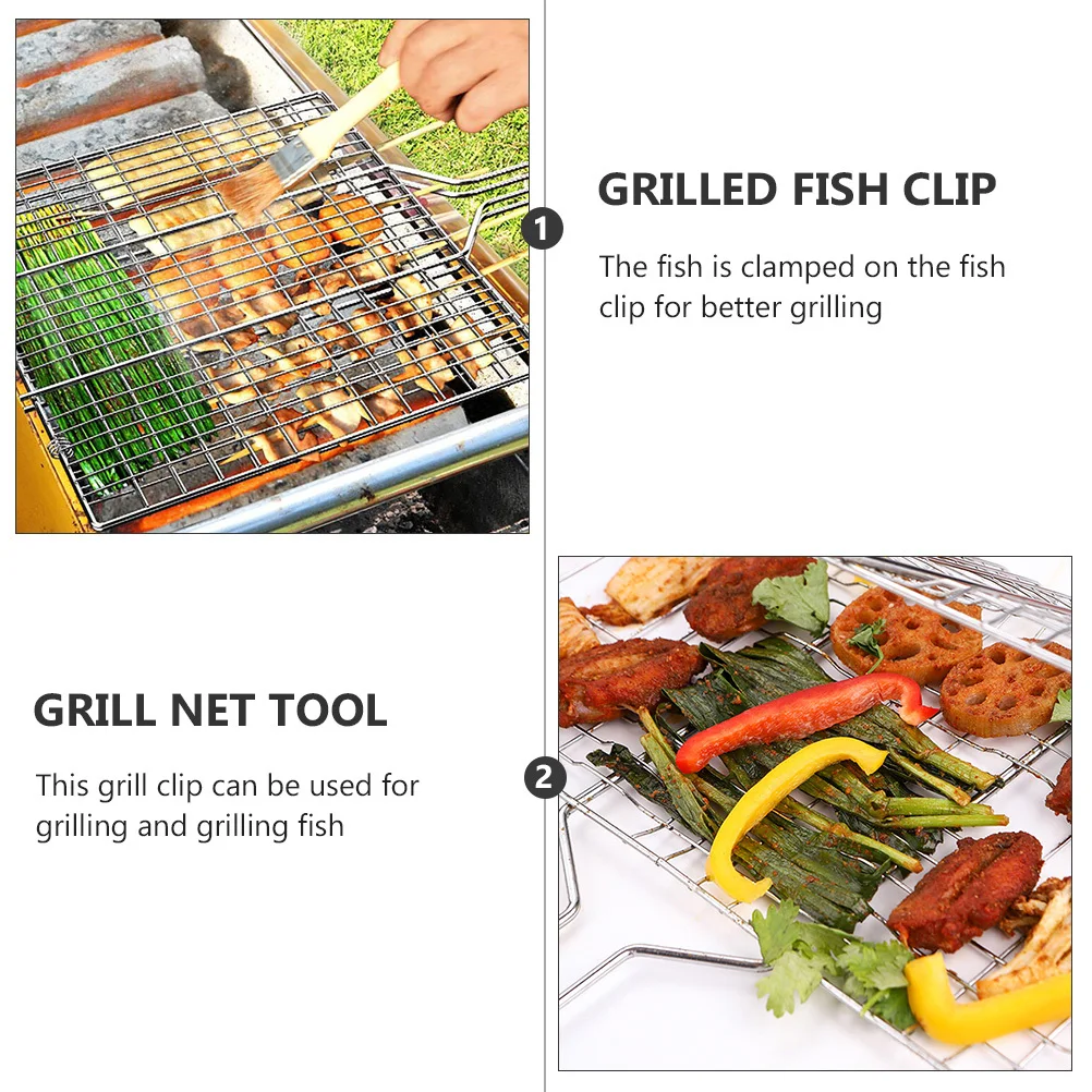 

1Pcs Outdoor Barbecue Grill Net Rack Fish Steak Clip Multipurpose Practical Tool for Bbq Party Durable Convenience for Grilled