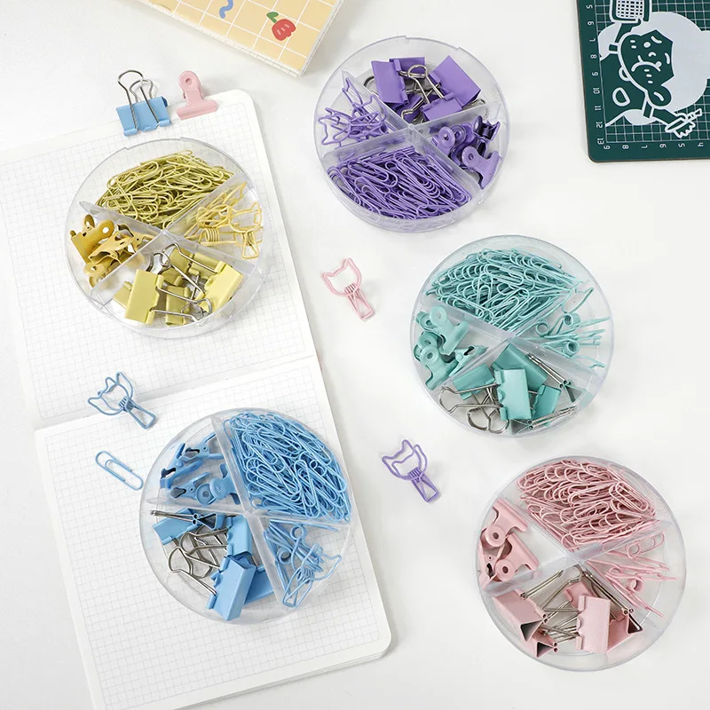 80Pcs/lot Color Binder Clips Set Mint Green Pink blue Multi Paper Clips Kawaii Stationery Office Accessories School Supplies