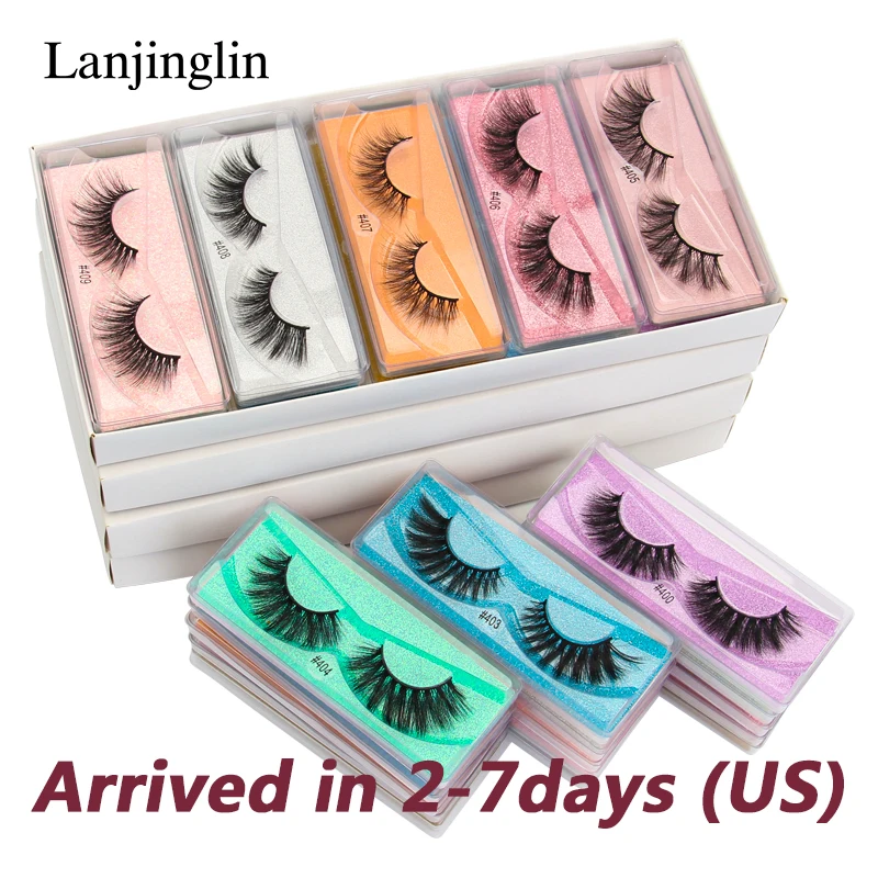 Lanjinglin 10-100Pcs False Eyelashes Dramatic Thick 3D Mink Lashes Extension Make up Fake Lashes Wholesale Cílios maquillaje