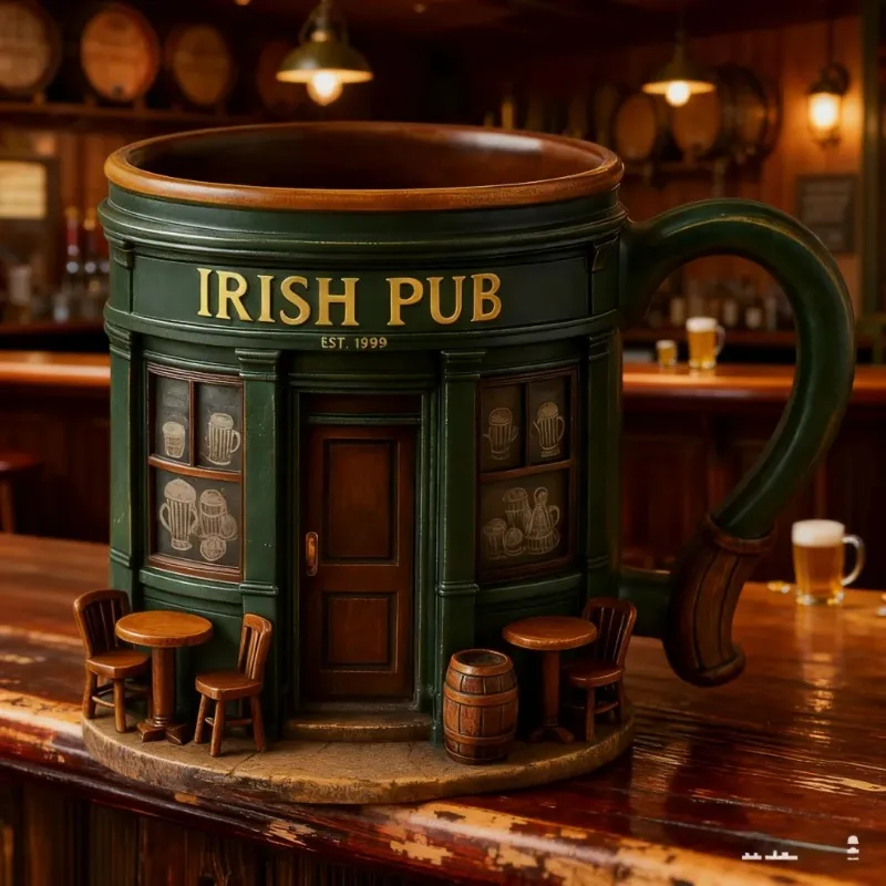 Irish Pub Style 3D Resin Mug Ornament - Liner-equipped Decor for Bar & Home Display