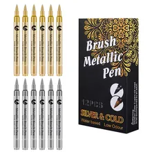 2-12 Pcs DIY Waterproof Paint Marker Pens Gold and Silver Student Supplies Craftwork Brush Pen Art Painting