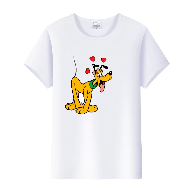 Kawaii Disney Cartoon Tees Mickey Mouse Pluto Graphic Woman 2024 Summer Tops Mens T-Shirts Loose Clothing Punk Aesthetic Blouses