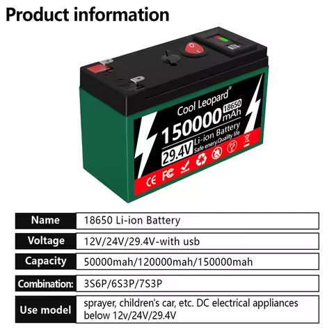 24V 150Ah Lithium 18650 Deep Cycle Battery for Solar,Fish Finder, Power Wheels, Lighting, Off-Grid Applications Built-in BMS