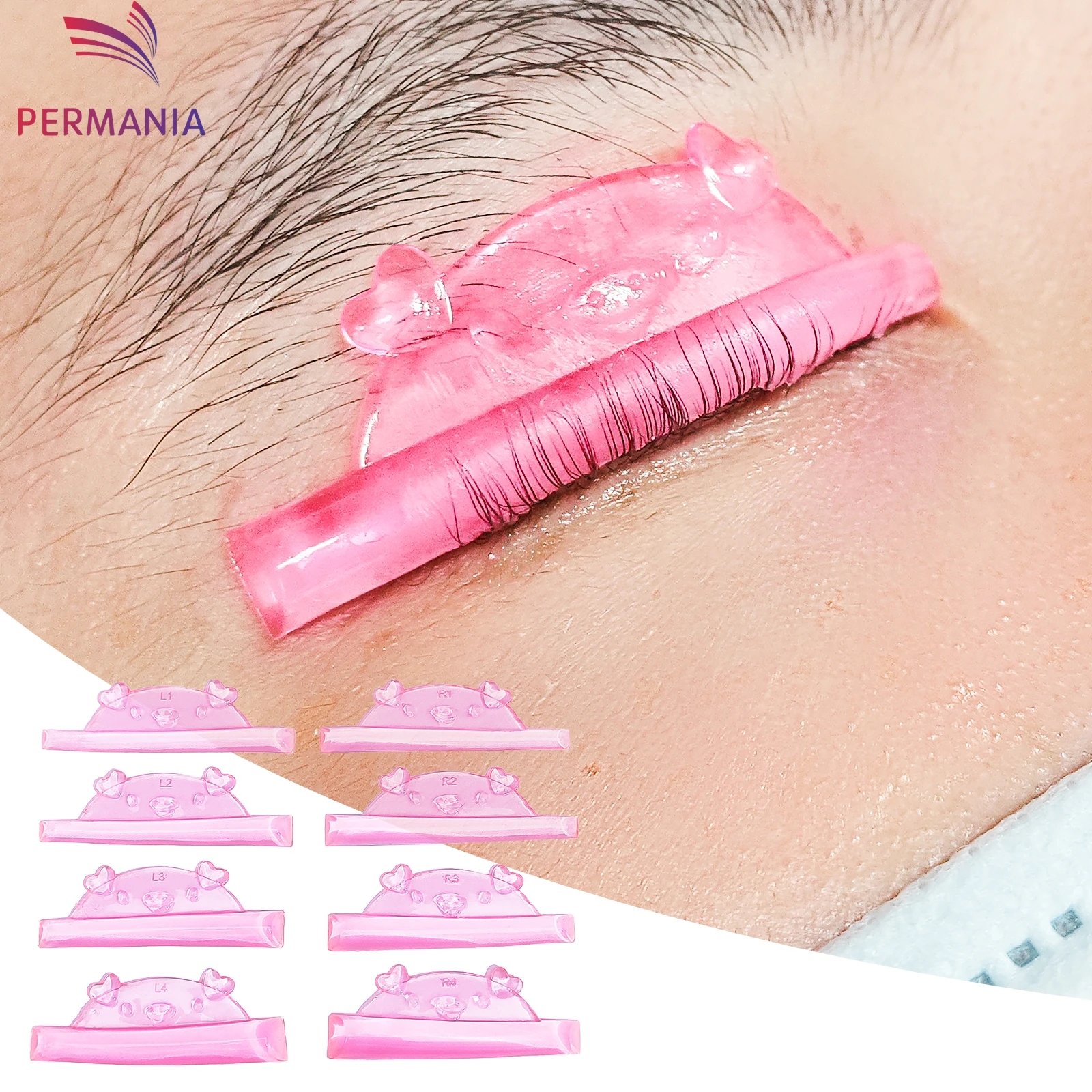 PERMNAIA 4 Pasang Bantalan Silikon untuk Lash Lift, Pelindung Perm Bulu Mata, Batang Lifting Bulu Mata 3D, Aksesoris Penjepit Bulu Mata, Alat Aplikator
