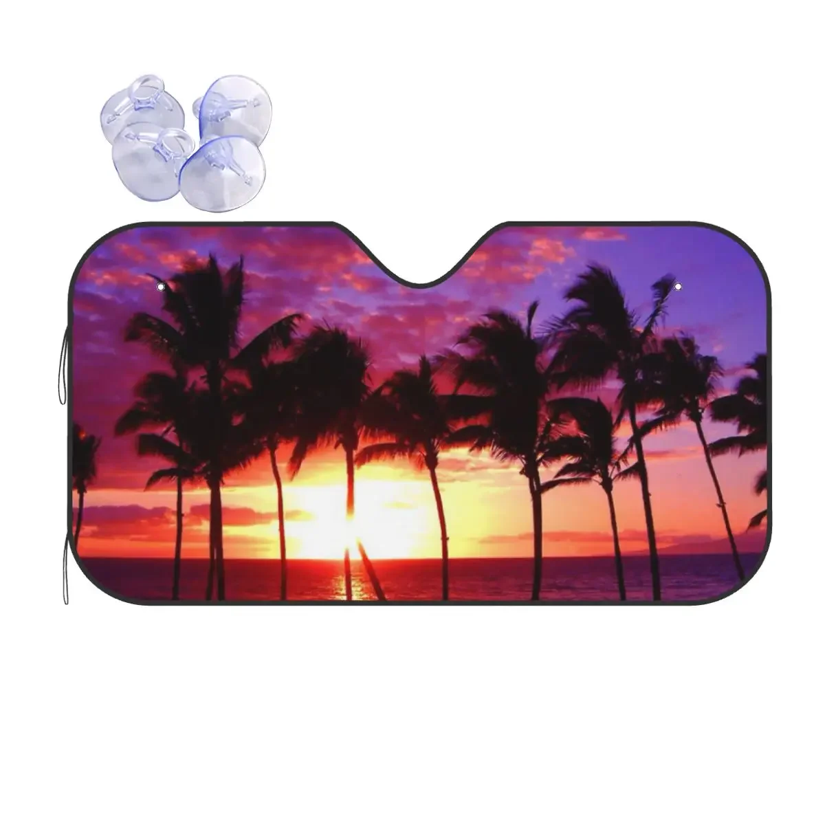 Sunset Windshield Sunshade Sea Beach Scenery Creative Cover Front Block Window 76x140cm Car Sunshade Car-covers