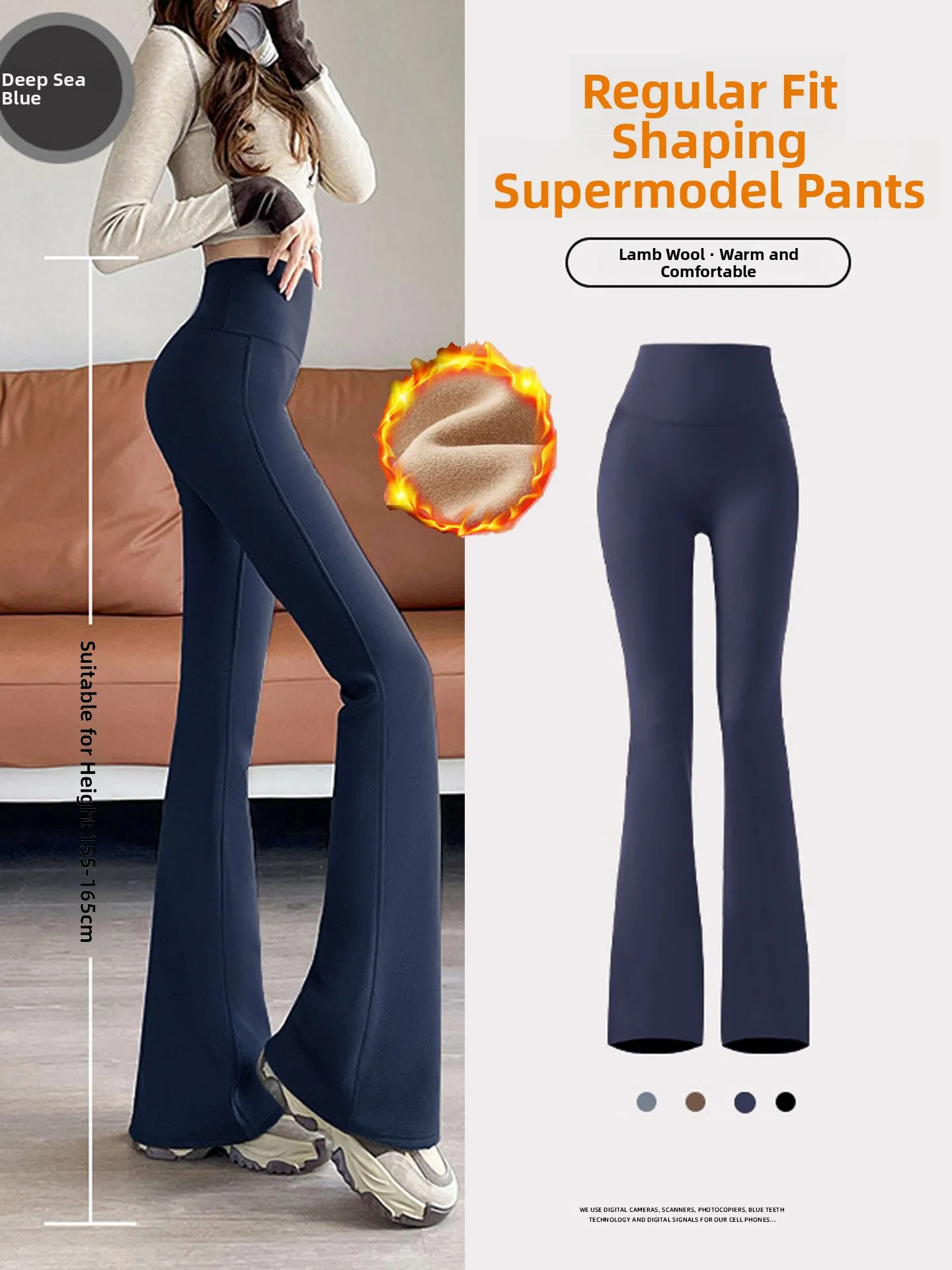 

Синие расклешенные брюки для йоги на подкладке с высокой талией, теплая осенне-зимняя женская верхняя одежда, утягивающие эластичные брюки-колокольчики...