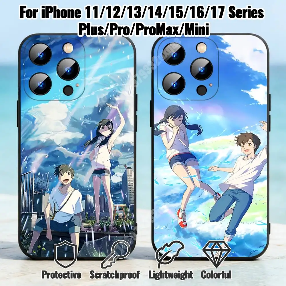

W-Weathering With You Phone Case for iPhone 17 16 Pro Plus Air 15 14 Max Mini 12 11 Soft Shockproof Cover