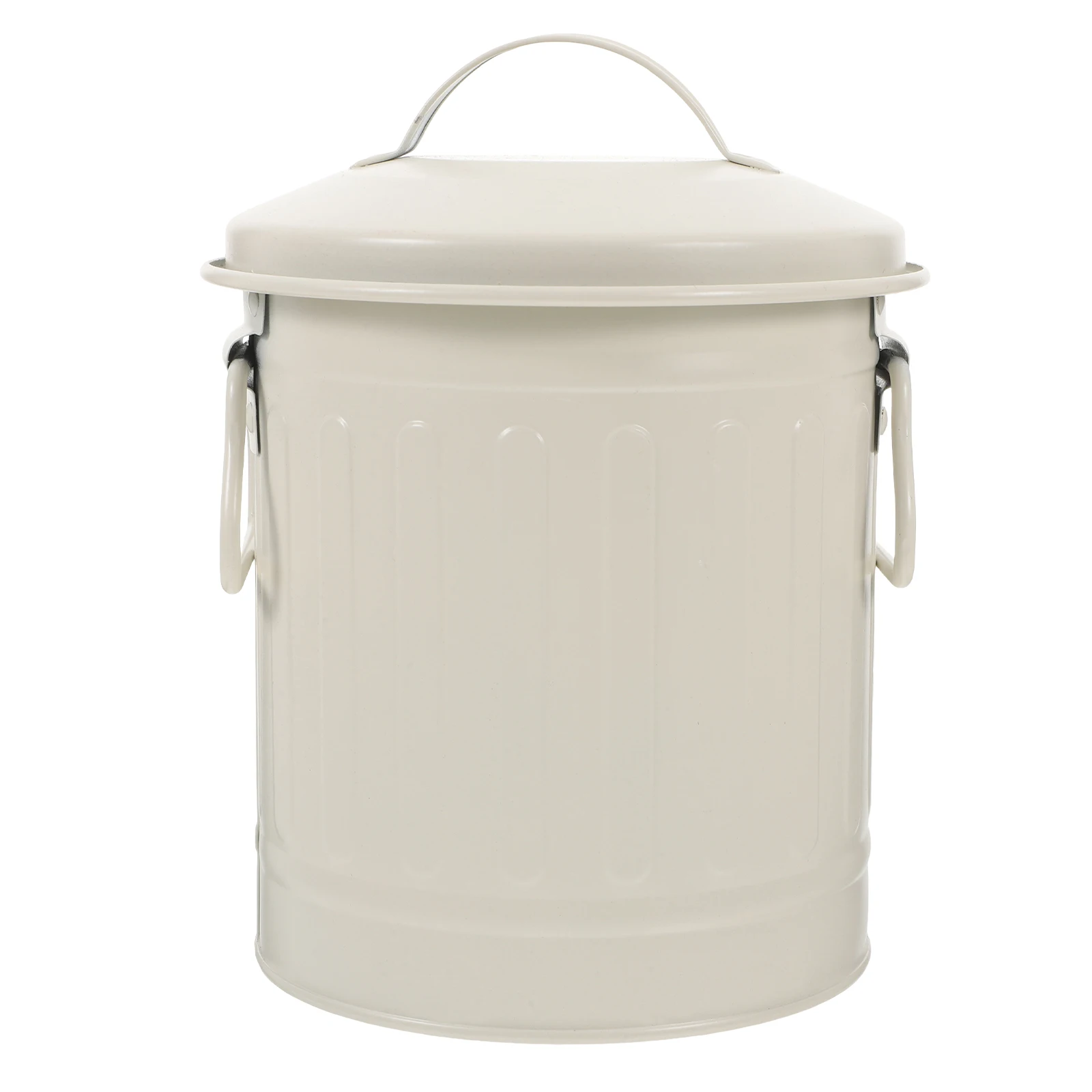 

Decorative Trash Can Cute Mini Iron Garbage Pen Holder Bucket Desktop Metal with Lid Dorm Bin Pretty Holds