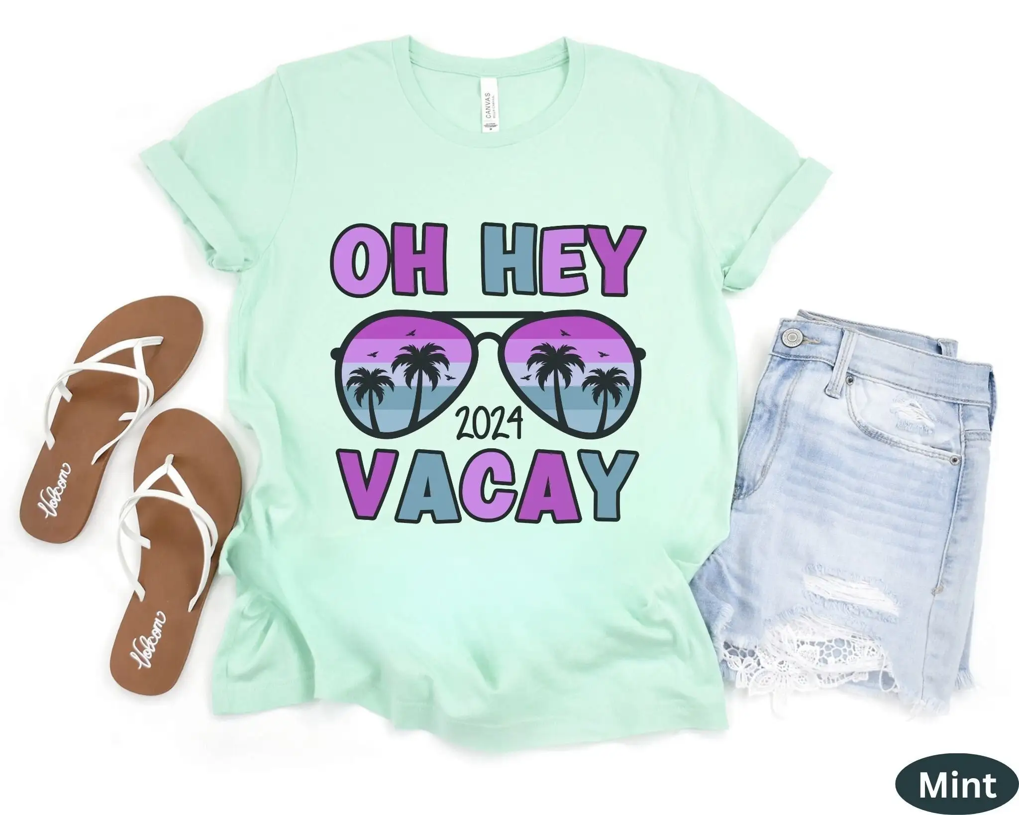 2024 Oh Hey Vacay Match Vacation T Shirt Best Friends Trip Matching Group Cruise Girls Travel Her