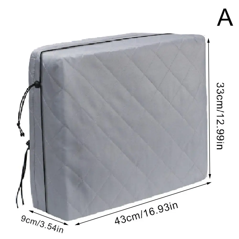 1PC Indoor Air Conditioner Cover Winter Insulation Quilted Fabric White Inside Window AC Unit Protect Cover With Elastic Straps