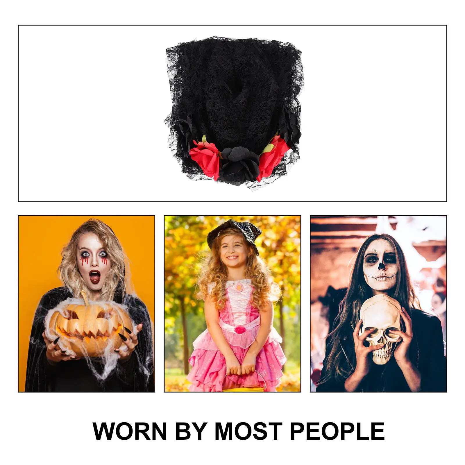 

Halloween Hair Clasp Long Veil Rose Party Flower Headband Cosplay Cosplay Halloween Headdress Day of The Dead Prop Accessory