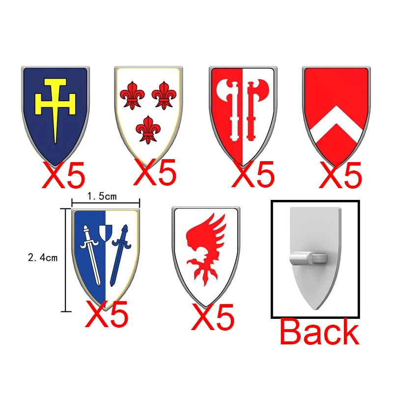 MOC Medieval Building Blocks Castle Knight Figures Flag Armor Cloak Ancient Holy Rome Soldier Accessories Bricks Toys Kids Gift