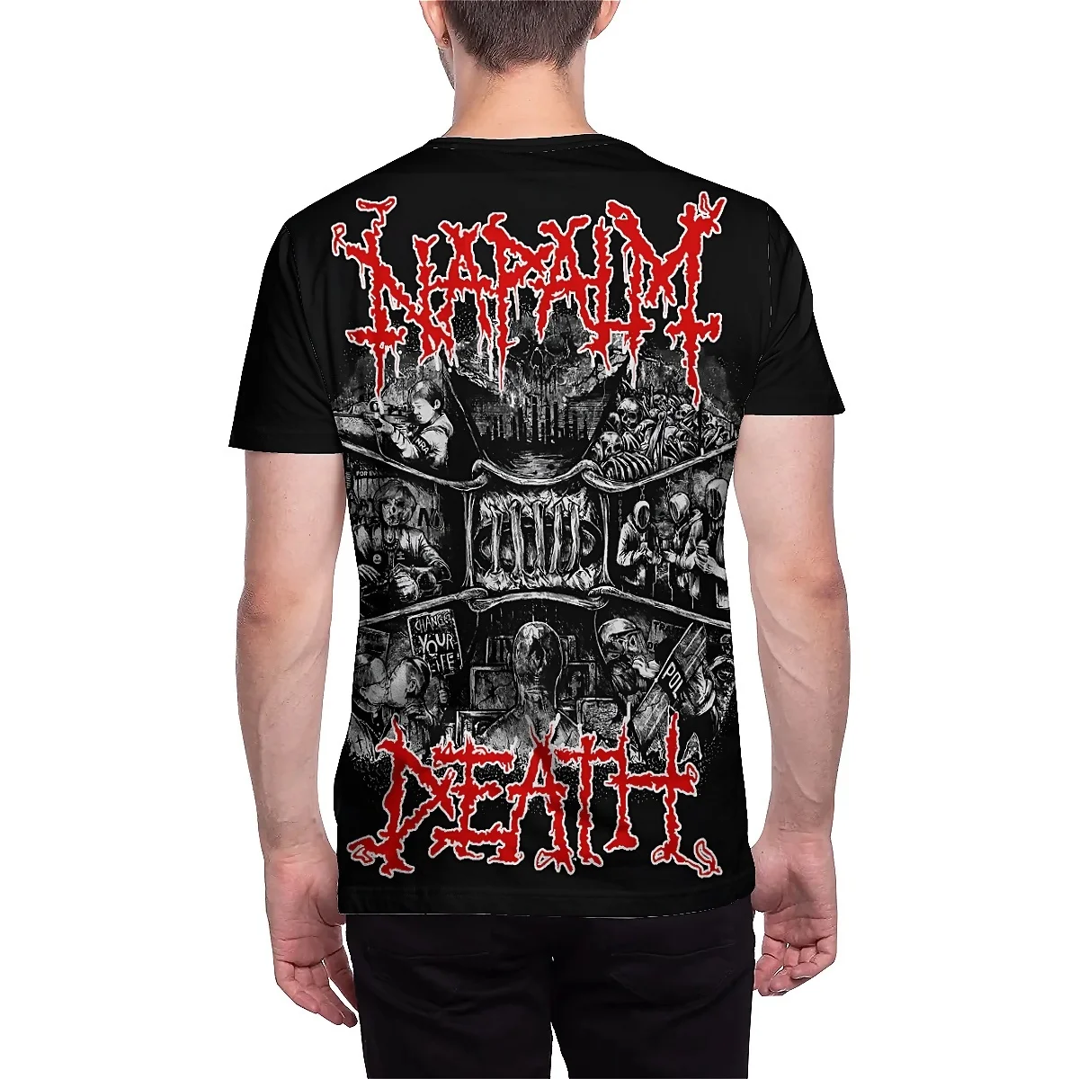 LIASOSO Black Napalm Death 3D Printed T-Shirt Harajuku Tops Extreme Metal Summer Short Sleeve for Men/Women Fashion Style Tshirt