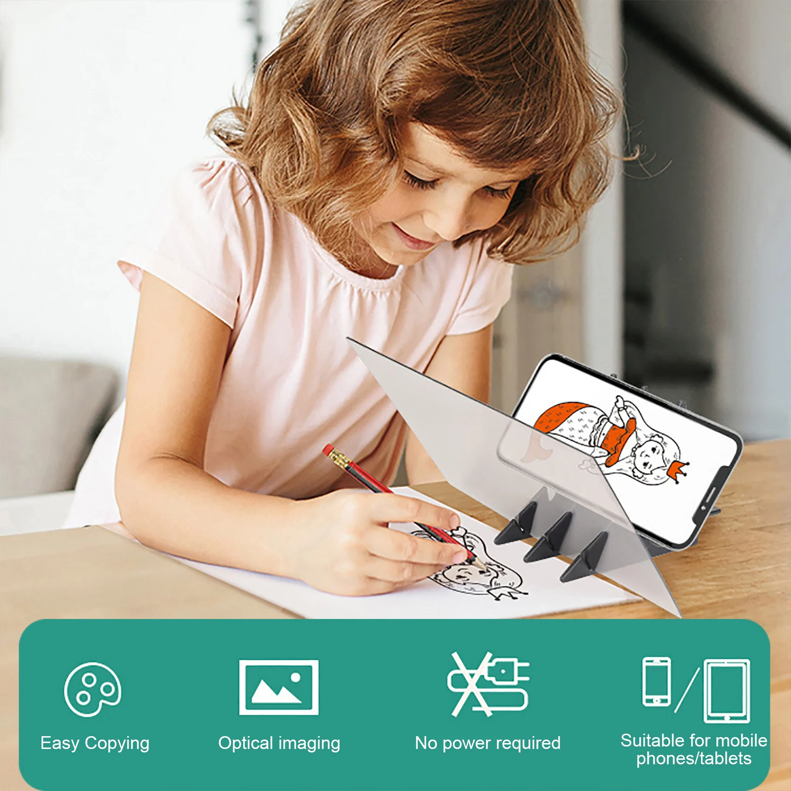 Mirror Optical Drawing Board Optical Tracing Drawing Projector Artifact Set Use with Tablets Smartphones for Kid
