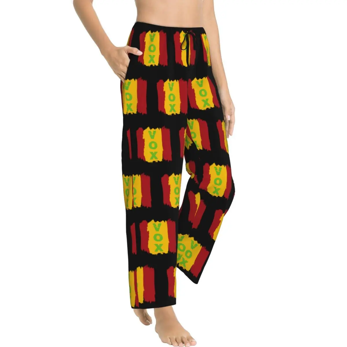Custom Spain Vox Pajama Pants Women Spanish Flag Sleepwear Lounge Sleep Bottoms Stretch with Pockets view 4